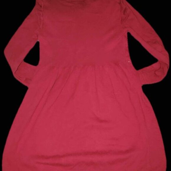 Carter's 4t red sweater dress w/ ruffle sleeves and chequered knit pattern top ☃ - Picture 2 of 4